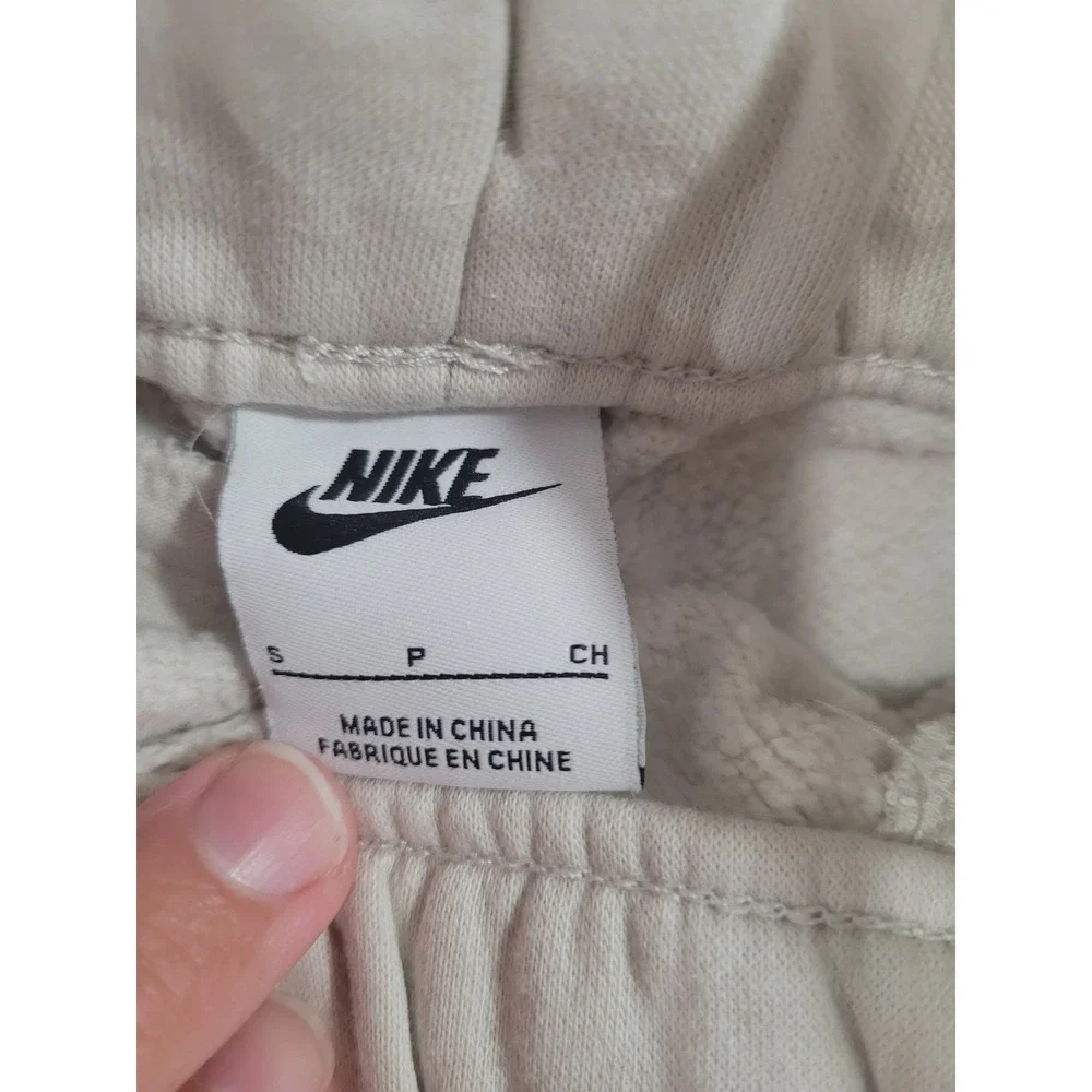 Nike Air Joggers Oatmeal Gold‎ Metallic Logo Mesh Panel Fleece Kids Small #2